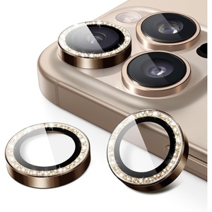 image:imageJETech Camera Lens Protector for iPhone 16 Pro16 Pro Max Desert Titanium  Bling Glitter Individual 9H Tempered Glass Metal Ring Cover HD ClearDesert Titanium