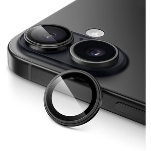 image:imageJETech Camera Lens Protector for iPhone 1616 Plus Black 1 Set  9H Tempered Glass 11 Invisible Fit Metal Individual Ring Cover Easy Installation Tray HD ClearBlack