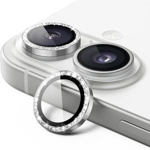 image:imageJETech Camera Lens Protector for iPhone 1616 Plus Pink 1 Set  Bling Glitter Individual 9H Tempered Glass Metal Ring Cover HD ClearWhite