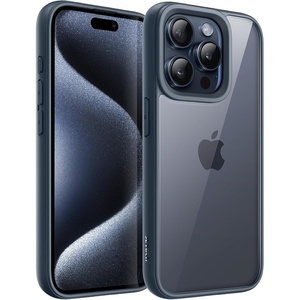 image:imageJETech Case for iPhone 15 Pro Max Natural Titanium  Solid Color Matte TPU Frame Scratch Resistant Clear Back Phone CoverBlue Titanium
