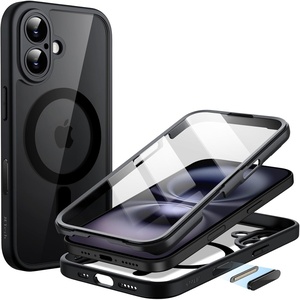image:imageJETech Case for iPhone 16 360 Protection Black  Compatible with MagSafe Builtin Tempered Glass Screen Protector Camera Control ButtonBlack