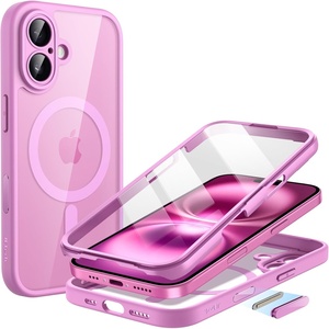 image:imageJETech Case for iPhone 16 360 Protection Black  Compatible with MagSafe Builtin Tempered Glass Screen Protector Camera Control ButtonPink