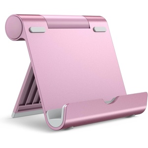 image:imageJETech Foldable Tablet Stand for 411 Tablets and Phones Silver  Adjustable Portable Desktop Holder Foldable Dock for iPadiPad ProAirMini Galaxy Tab A8A7 LiteA7S8S7 Kindle etcRose Gold