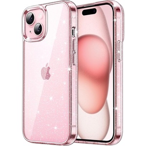 image:imageJETech Glitter Case for iPhone 15 Clear  Sparkly Glitter Design Shockproof Protection Clear Back Stylish LookPink