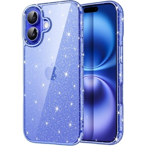 image:imageJETech Glitter Case for iPhone 16 Clear  Sparkly Glitter Design Shockproof Protection Clear Back Stylish LookUltramarine