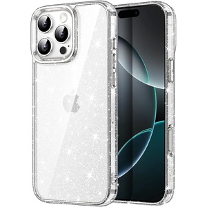 image:imageJETech Glitter Case for iPhone 16 Pro Max Clear  Sparkly Glitter Design Shockproof Protection Clear Back Stylish LookClear