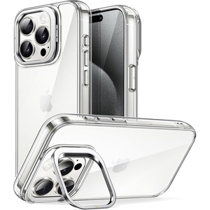 image:imageJETech Kickstand Case for iPhone 15 Pro Max Clear  Builtin Camera Ring Stand AntiYellowing Clear Back Shockproof Bumper AntiScratch ProtectionClear
