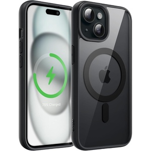 image:imageJETech Magnetic Case for iPhone 15 Pink  Compatible with MagSafe Solid Color Matte TPU Frame Clear Back Shockproof BumperBlack