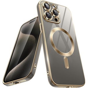 image:imageJETech Magnetic Case for iPhone 15 Pro 61Inch Compatible with MagSafe Camera Lens Full Protection Shockproof Soft TPU Electroplated Phone Cover Natural TitaniumNatural Titanium
