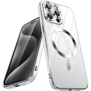 image:imageJETech Magnetic Case for iPhone 15 Pro 61Inch Compatible with MagSafe Camera Lens Full Protection Shockproof Soft TPU Electroplated Phone Cover Natural TitaniumWhite Titanium