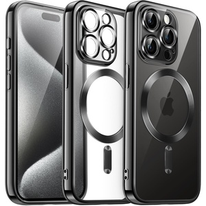 image:imageJETech Magnetic Case for iPhone 15 Pro Gold  Compatible with MagSafe Camera Lens Protection Electroplated TPU Frame Shockproof ProtectionBlack