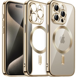 image:imageJETech Magnetic Case for iPhone 15 Pro Gold  Compatible with MagSafe Camera Lens Protection Electroplated TPU Frame Shockproof ProtectionGold