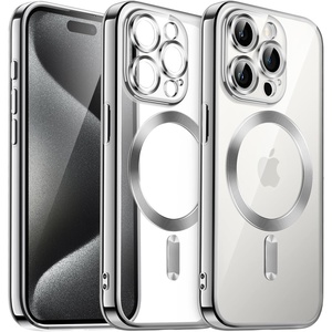 image:imageJETech Magnetic Case for iPhone 15 Pro Gold  Compatible with MagSafe Camera Lens Protection Electroplated TPU Frame Shockproof ProtectionSilver
