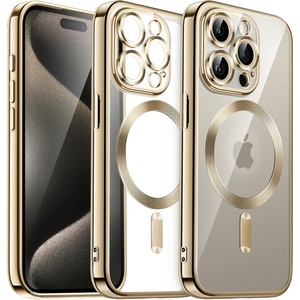 image:imageJETech Magnetic Case for iPhone 15 Pro Max Gold  Compatible with MagSafe Camera Lens Protection Electroplated TPU Frame Shockproof ProtectionGold