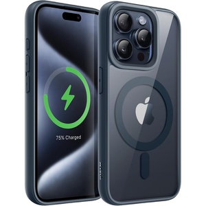 image:imageJETech Magnetic Case for iPhone 15 Pro Natural Titanium  Compatible with MagSafe Solid Color Matte TPU Frame Clear Back Shockproof BumperBlue Titanium