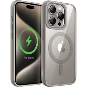 image:imageJETech Magnetic Case for iPhone 15 Pro Natural Titanium  Compatible with MagSafe Solid Color Matte TPU Frame Clear Back Shockproof BumperNatural Titanium