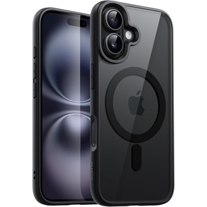 image:imageJETech Magnetic Case for iPhone 16 Black  Compatible with MagSafe Solid Color Matte TPU Frame Clear Back Shockproof BumperBlack