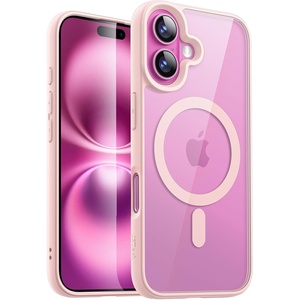 image:imageJETech Magnetic Case for iPhone 16 Plus Ultramarine  Compatible with MagSafe Solid Color Matte TPU Frame Clear Back Shockproof BumperLight Pink