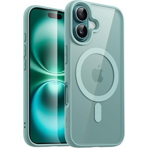 image:imageJETech Magnetic Case for iPhone 16 Plus Ultramarine  Compatible with MagSafe Solid Color Matte TPU Frame Clear Back Shockproof BumperTeal