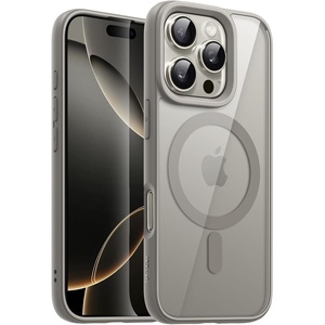 image:imageJETech Magnetic Case for iPhone 16 Pro Desert Titanium  Compatible with MagSafe Solid Color Matte TPU Frame Clear Back Shockproof BumperNatural Titanium