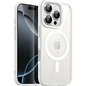 image:imageJETech Magnetic Case for iPhone 16 Pro Desert Titanium  Compatible with MagSafe Solid Color Matte TPU Frame Clear Back Shockproof BumperWhite