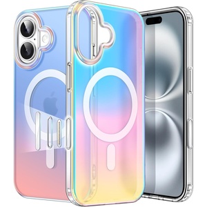 image:imageJETech Magnetic Case for iPhone 16 Pro Iridescent  Compatible with MagSafe Camera Control Button Colorful Translucent CoverIridescent