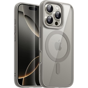 image:imageJETech Magnetic Case for iPhone 16 Pro Max Desert Titanium  Compatible with MagSafe Solid Color Matte TPU Frame Clear Back Shockproof BumperNatural Titanium