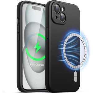 image:imageJETech Magnetic Silicone Case for iPhone 15 Black  Compatible with MagSafe Silky Soft Touch Full Camera Lens Protection Shock Absorbing Phone CoverBlack