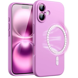 image:imageJETech Magnetic Silicone Case for iPhone 16 Black  Compatible with MagSafe Silky Soft Touch Full Camera Lens Protection Shock Absorbing Phone CoverPink