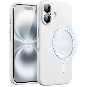 image:imageJETech Magnetic Silicone Case for iPhone 16 Black  Compatible with MagSafe Silky Soft Touch Full Camera Lens Protection Shock Absorbing Phone CoverWhite