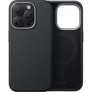 image:imageJETech Magnetic Slim Case for iPhone 15 Pro Natural Titanium  Compatible with MagSafe Leather Texture Finish Soft TPU Design Shockproof ProtectionBlack