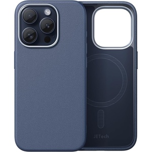 image:imageJETech Magnetic Slim Case for iPhone 15 Pro Natural Titanium  Compatible with MagSafe Leather Texture Finish Soft TPU Design Shockproof ProtectionBlue