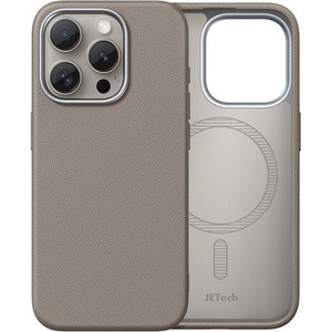 image:imageJETech Magnetic Slim Case for iPhone 15 Pro Natural Titanium  Compatible with MagSafe Leather Texture Finish Soft TPU Design Shockproof ProtectionNatural Titanium