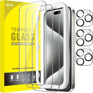 image:imageJETech Screen Protector for iPhone 15 Pro Max 33 Pack  with Camera Lens Protector HD Clear Tempered Glass AntiScratch Protection Easy Installation TooliPhone 15 Pro