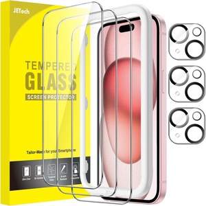 image:imageJETech Screen Protector for iPhone 15 Pro Max 33 Pack  with Camera Lens Protector HD Clear Tempered Glass AntiScratch Protection Easy Installation TooliPhone 15