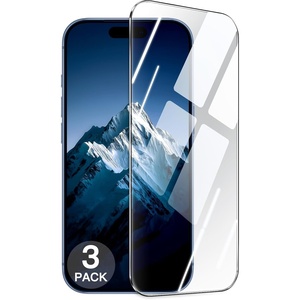 image:imageJETech Shatterproof Screen Protector for iPhone 15 Pro 3Pack  9H Tempered Glass Military Grade Film Easy Installation Tool HD Clear CaseFriendlyiPhone 17