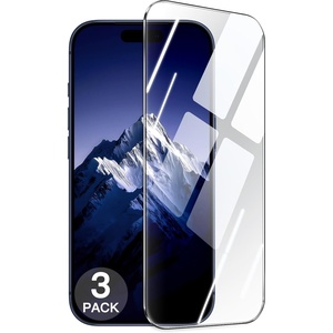 image:imageJETech Shatterproof Screen Protector for iPhone 15 Pro 3Pack  9H Tempered Glass Military Grade Film Easy Installation Tool HD Clear CaseFriendlyiPhone 17 Pro