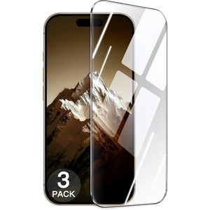 image:imageJETech Shatterproof Screen Protector for iPhone 15 Pro 3Pack  9H Tempered Glass Military Grade Film Easy Installation Tool HD Clear CaseFriendlyiPhone 15 Pro Max