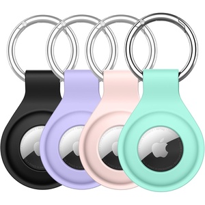 image:imageJETech Silicone Case for AirTag 21 2Pack with Keychain Black  Secure Fit Design MultiColor SetBlackPinkLight PurpleMint Green