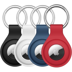 image:imageJETech Silicone Case for AirTag 21 2Pack with Keychain Black  Secure Fit Design MultiColor SetBlackWhiteNavy BlueRed