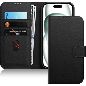 image:imageJETech Wallet Case for iPhone 15 Black  Shockproof PU Leather Card Holder Magnetic Flip Cover Stand Feature Full Camera ProtectionBlack