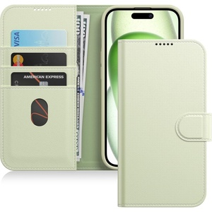 image:imageJETech Wallet Case for iPhone 15 Black  Shockproof PU Leather Card Holder Magnetic Flip Cover Stand Feature Full Camera ProtectionGreen