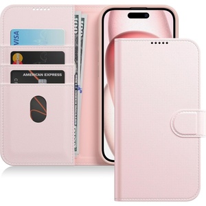 image:imageJETech Wallet Case for iPhone 15 Black  Shockproof PU Leather Card Holder Magnetic Flip Cover Stand Feature Full Camera ProtectionPink