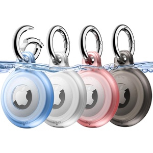 image:imageJETech Waterproof Case for AirTag 21 BlackClearPinkBlue  Cover 4Pack with Keychain Full Body AntiScratch Protection Secure Fit Design MultiColor SetBlackClearPinkBlue