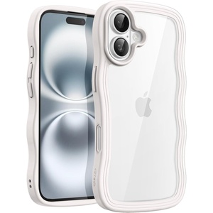 image:imageJETech Wavy Case for iPhone 16 Ultramarine  Cute Wavy Design Shockproof Protection Hard Clear PC Back Comfortable GripWhite
