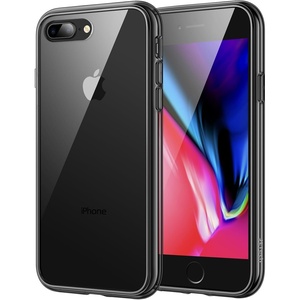 image:imageJETech Case for iPhone 8 Plus7 Plus AntiYellowing Clear  Shockproof Protection Scratch Resistant Hard PC Back Durable Transparent TPU BumperBlack