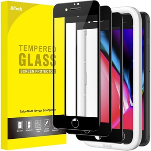 image:imageJETech FullCoverage Screen Protector for iPhone 8 Plus7 Plus 3Pack  Black Edge Tempered Glass Easy Installation Tool HD Clear CaseFriendly