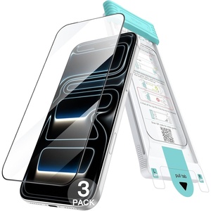 image:imageJETech 9H Screen Protector for iPhone 17 Pro Max Smooth Curved Edge  3Pack Black Border Design Tempered Glass AutoAlign Installation CaseFriendlyiPhone 17 Pro Max
