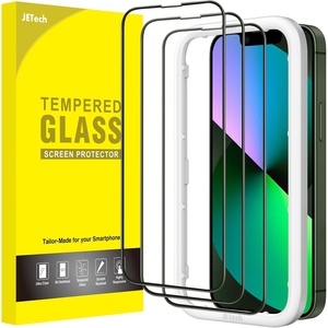 image:imageJETech FullCoverage Screen Protector for iPhone 12 Pro Max 3Pack  Black Edge Tempered Glass Easy Installation Tool HD Clear CaseFriendlyiPhone 13 mini