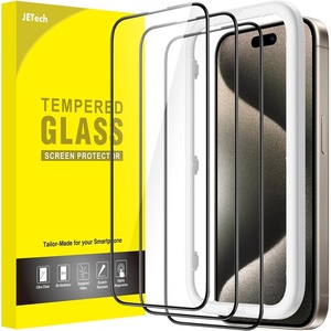 image:imageJETech FullCoverage Screen Protector for iPhone 12 Pro Max 3Pack  Black Edge Tempered Glass Easy Installation Tool HD Clear CaseFriendlyiPhone 15 Pro Max